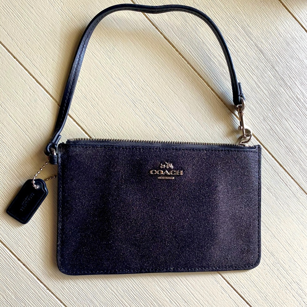 COACH Small Glittery Black Wallet/Wristlet